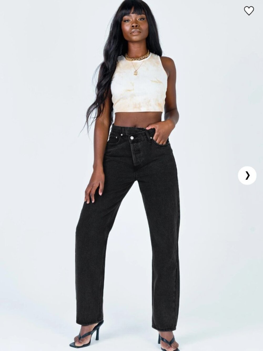 *Princess Polly Holly Asymmetric Straight Leg Jean Black Denim